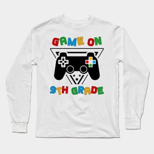 Back To School Game On 9th Grade Funny Gamer Kids Boys Long Sleeve T-Shirt